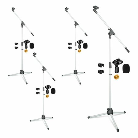 5 CORE Mic Stand Collapsible Height Adjustable Up to 6ft Metal Microphone Tripod Stand Pair, 4PK MS 080 WH 4PC